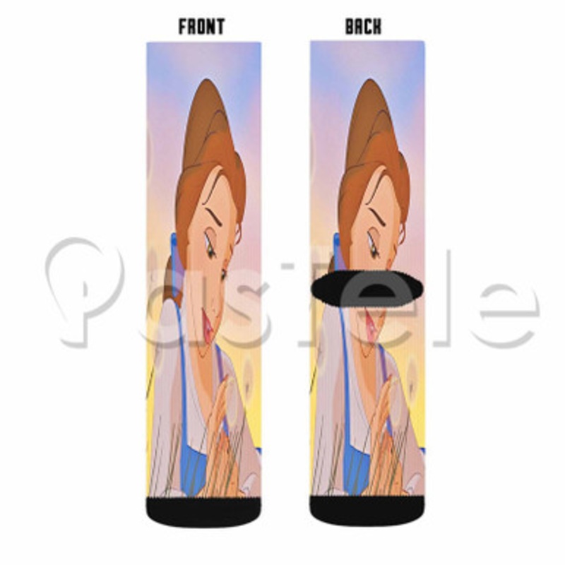 belle beauty and the beast 2 Custom Sublimation Personalized Printed Socks Polyester Acrylic Nylon Spandex
