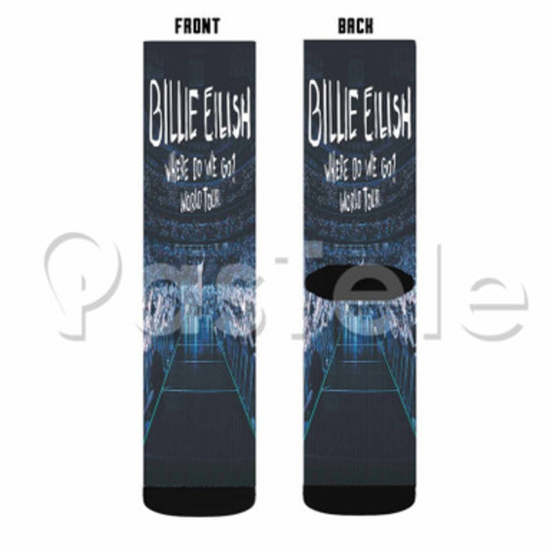 Billie Eilish Where Do We Go World Tour Custom Sublimation Personalized Printed Socks Polyester Acrylic Nylon Spandex