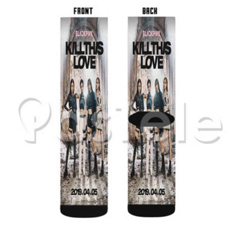 Blackpink Kill this love Custom Sublimation Personalized Printed Socks Polyester Acrylic Nylon Spandex