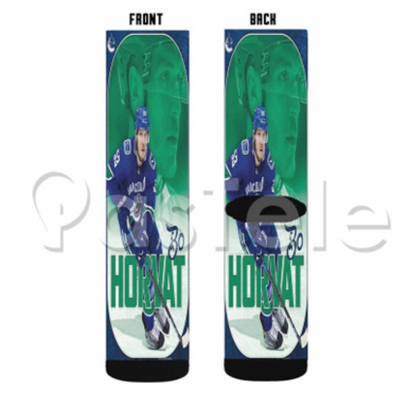 Bo Horvat Vancouver Canucks NHL Custom Sublimation Personalized Printed Socks Polyester Acrylic Nylon Spandex