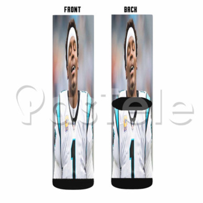 Cam Newton Custom Sublimation Personalized Printed Socks Polyester Acrylic Nylon Spandex