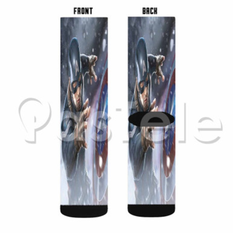 captain america Custom Sublimation Personalized Printed Socks Polyester Acrylic Nylon Spandex