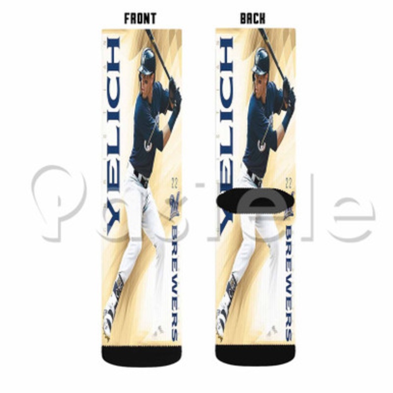Christian Yelich MLB Milwaukee Brewers Custom Sublimation Personalized Printed Socks Polyester Acrylic Nylon Spandex