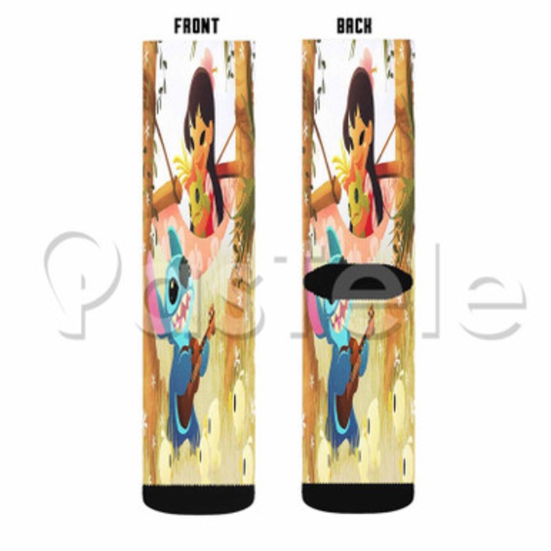 Cute Lilo and Stitch Custom Sublimation Personalized Printed Socks Polyester Acrylic Nylon Spandex
