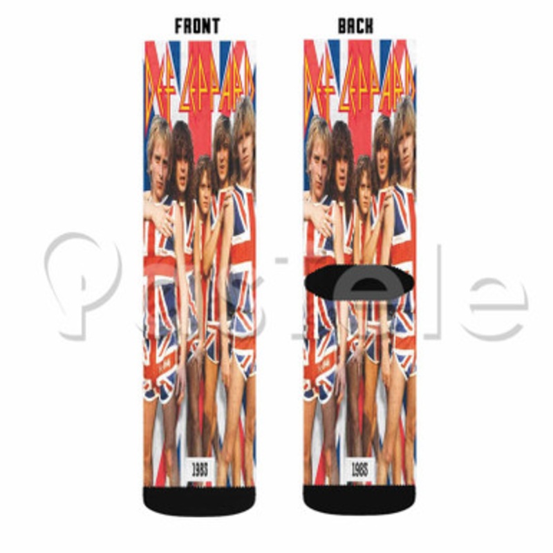 Def Leppard Union Jack Custom Sublimation Personalized Printed Socks Polyester Acrylic Nylon Spandex