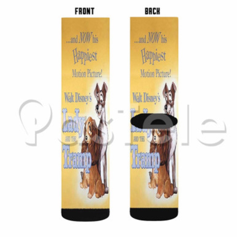 Disney Lady and The Tramp Custom Sublimation Personalized Printed Socks Polyester Acrylic Nylon Spandex