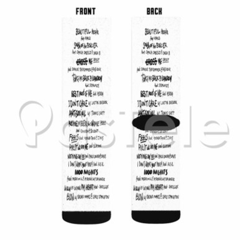 Ed Sheeran No 6 Collaborations Project Playlist Custom Sublimation Personalized Printed Socks Polyester Acrylic Nylon Spandex