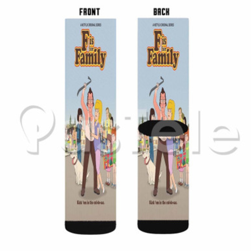 F Is for Family Custom Sublimation Personalized Printed Socks Polyester Acrylic Nylon Spandex