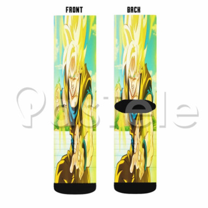 goku ssj 1 Custom Sublimation Personalized Printed Socks Polyester Acrylic Nylon Spandex