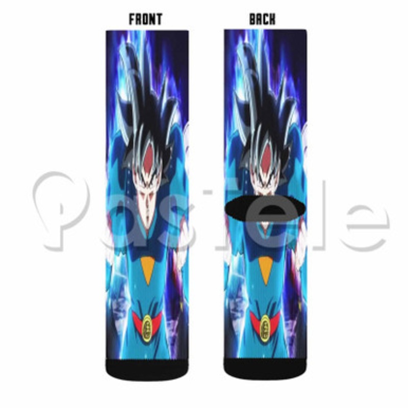 Goku Ultra Instinct Dragon Ball Heroes Custom Sublimation Personalized Printed Socks Polyester Acrylic Nylon Spandex