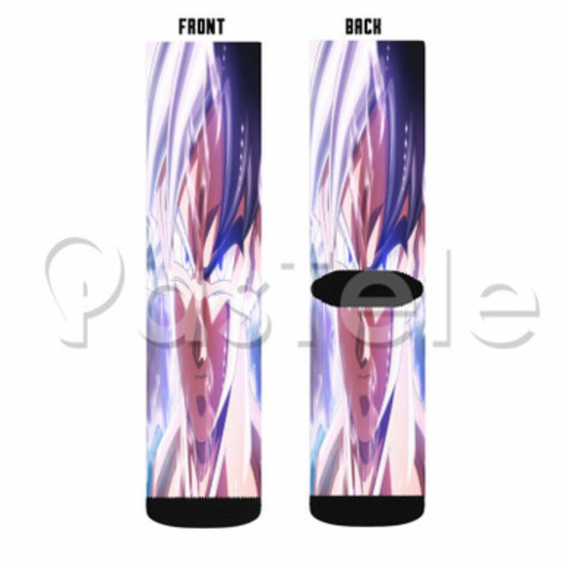 goku ultra instinct mastered Custom Sublimation Personalized Printed Socks Polyester Acrylic Nylon Spandex