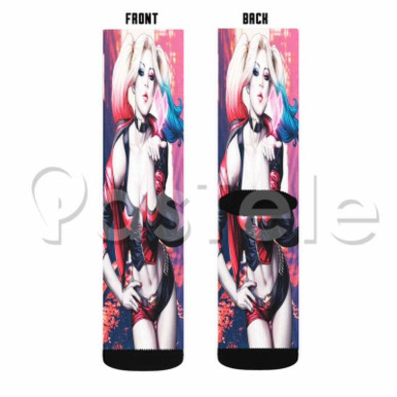Harley Quinn Kiss Custom Sublimation Personalized Printed Socks Polyester Acrylic Nylon Spandex