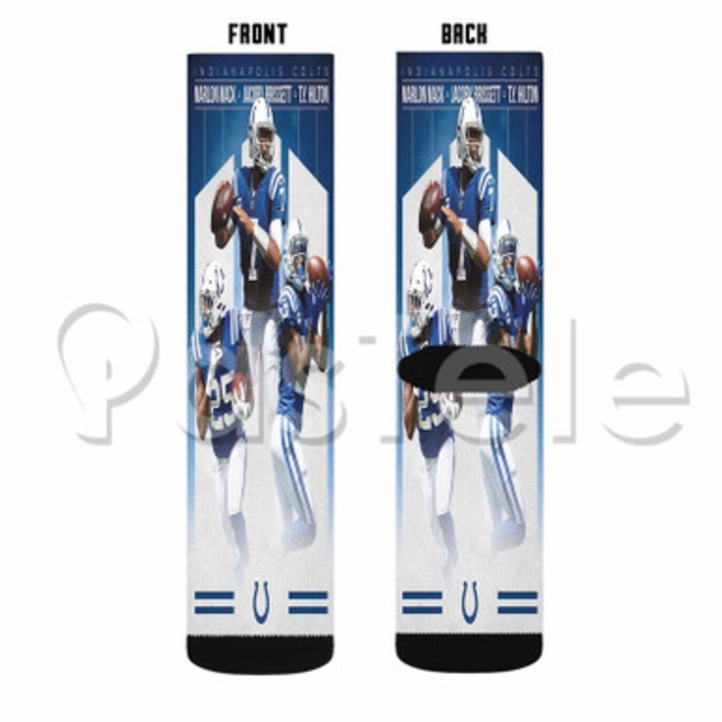 Indianapolis Colts NFL Custom Sublimation Personalized Printed Socks Polyester Acrylic Nylon Spandex