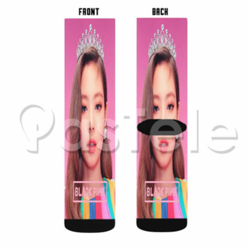 Jennie Black Pink Custom Sublimation Personalized Printed Socks Polyester Acrylic Nylon Spandex
