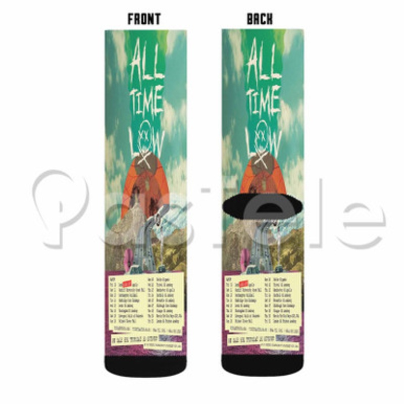 All Time Low Custom Sublimation Personalized Printed Socks Polyester Acrylic Nylon Spandex