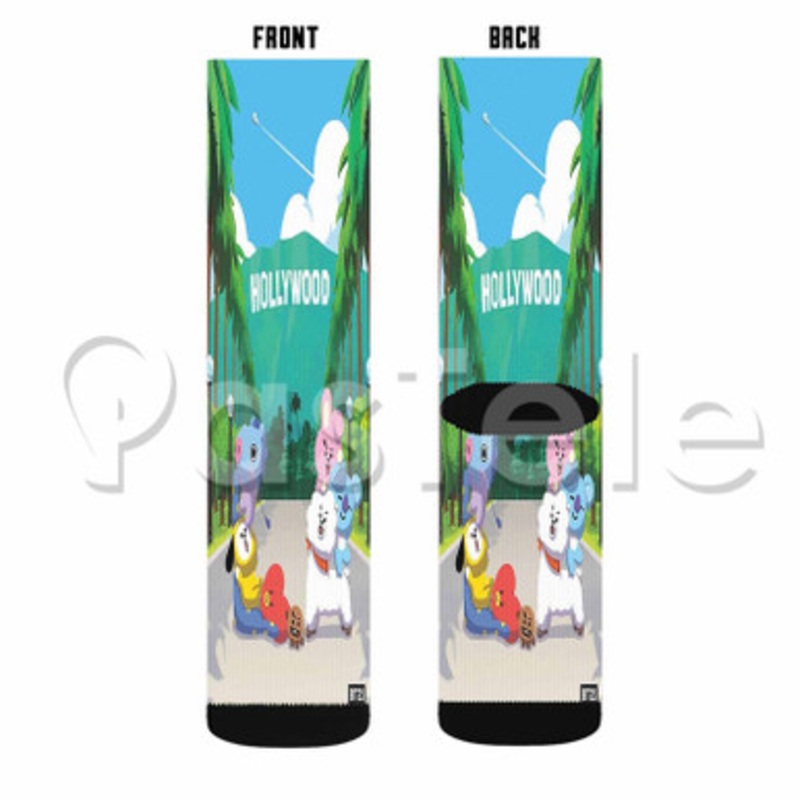 BT21 Hollywood Custom Sublimation Personalized Printed Socks Polyester Acrylic Nylon Spandex