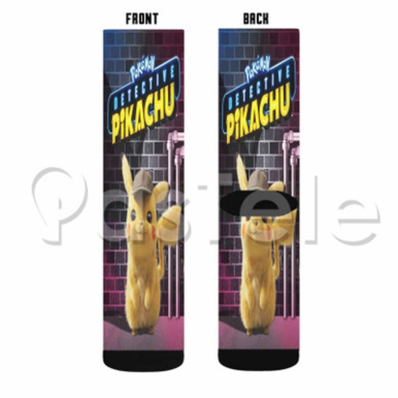Detective Pikachu Custom Sublimation Personalized Printed Socks Polyester Acrylic Nylon Spandex