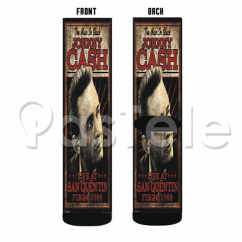 Johnny Cash Custom Sublimation Personalized Printed Socks Polyester Acrylic Nylon Spandex