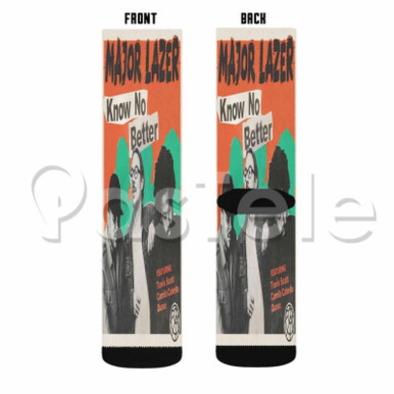 Know No Better Major Lazer Feat Travis Scott Quavo Camila Cab Custom Sublimation Personalized Printed Socks Polyester Acrylic Nylon Spandex