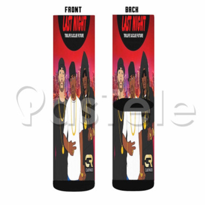 Last Night DJ Clue Feat Future Tru Life Custom Sublimation Personalized Printed Socks Polyester Acrylic Nylon Spandex