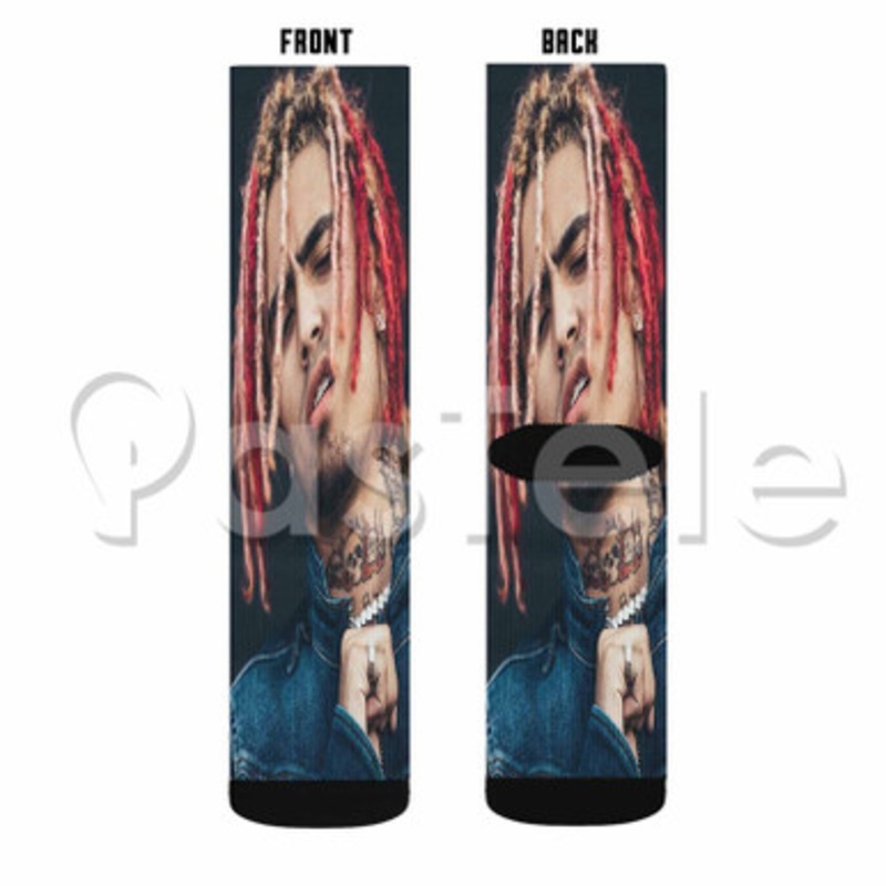 Lil Pump Red Custom Sublimation Personalized Printed Socks Polyester Acrylic Nylon Spandex