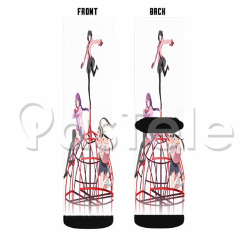Owarimonogatari Custom Sublimation Personalized Printed Socks Polyester Acrylic Nylon Spandex