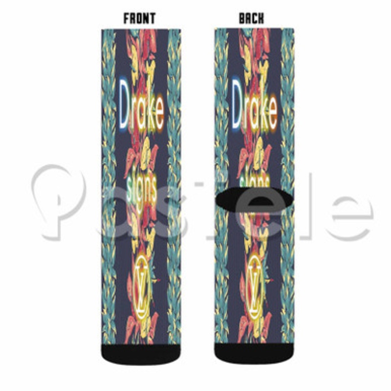 Signs Drake Custom Sublimation Personalized Printed Socks Polyester Acrylic Nylon Spandex