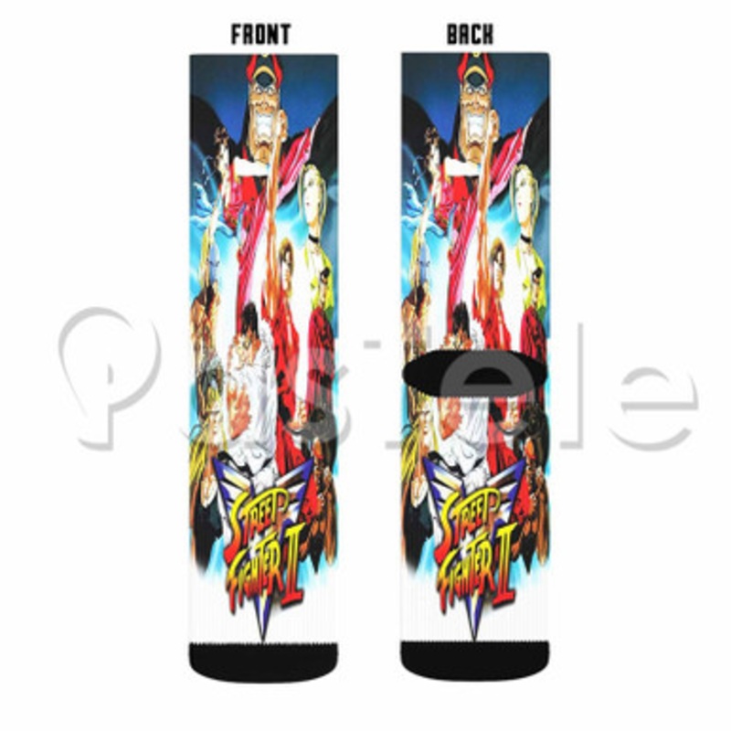 Street Fighter II Custom Sublimation Personalized Printed Socks Polyester Acrylic Nylon Spandex
