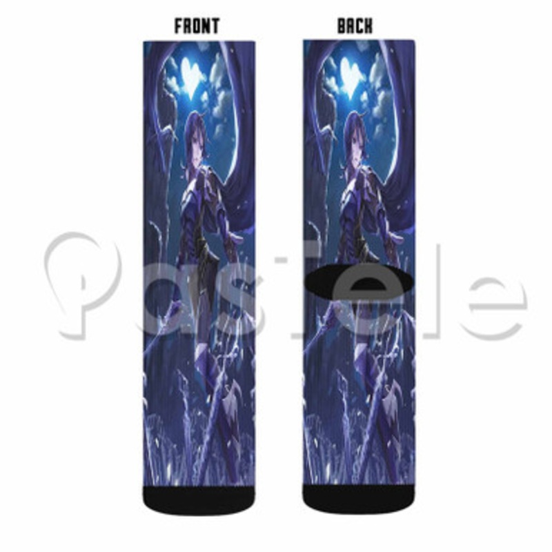 Aqua Kingdom Hearts Custom Sublimation Personalized Printed Socks Polyester Acrylic Nylon Spandex