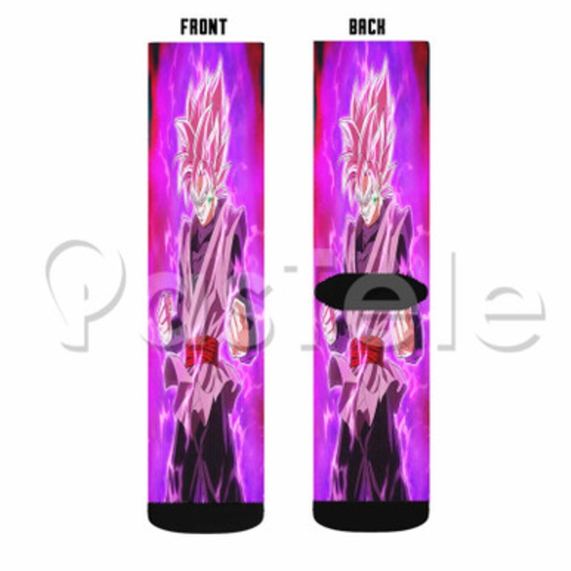 Black Super Saiyan Rose Custom Sublimation Personalized Printed Socks Polyester Acrylic Nylon Spandex