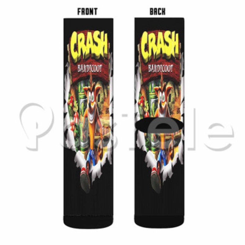 Crash Bandicoot Custom Sublimation Personalized Printed Socks Polyester Acrylic Nylon Spandex