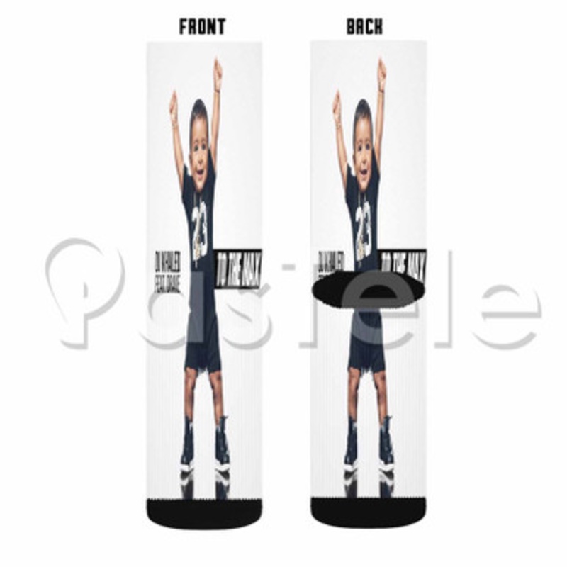 DJ Khaled To the Max Custom Sublimation Personalized Printed Socks Polyester Acrylic Nylon Spandex