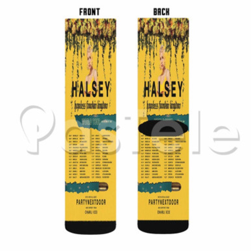 Halsey Hopeless Fountain Kingdom World Tour Custom Sublimation Personalized Printed Socks Polyester Acrylic Nylon Spandex