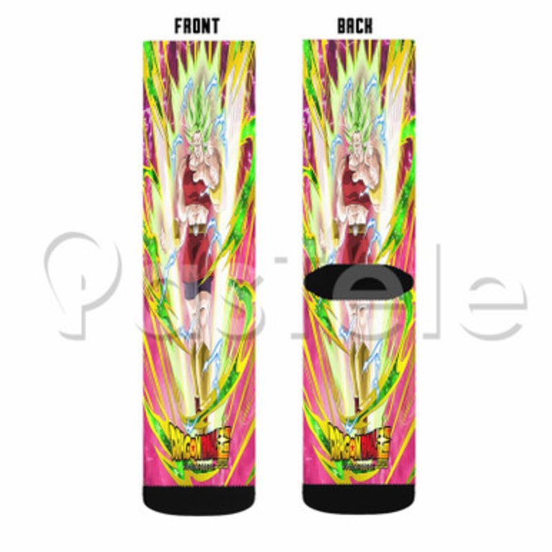 Kale Super Saiyan Dragon Ball Super Custom Sublimation Personalized Printed Socks Polyester Acrylic Nylon Spandex