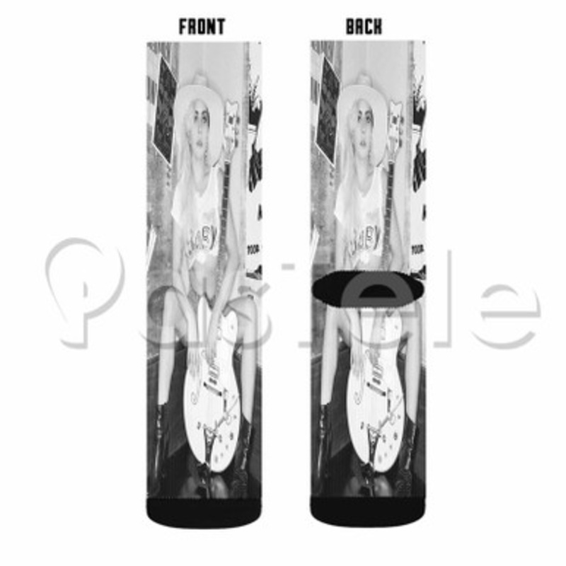 Lady Gaga Custom Sublimation Personalized Printed Socks Polyester Acrylic Nylon Spandex