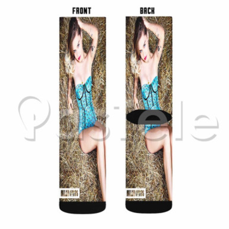 Miley Cyrus Custom Sublimation Personalized Printed Socks Polyester Acrylic Nylon Spandex