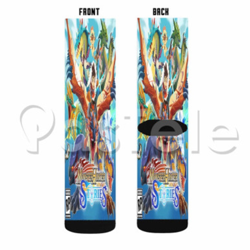 Monster Hunter Stories Ride On Custom Sublimation Personalized Printed Socks Polyester Acrylic Nylon Spandex