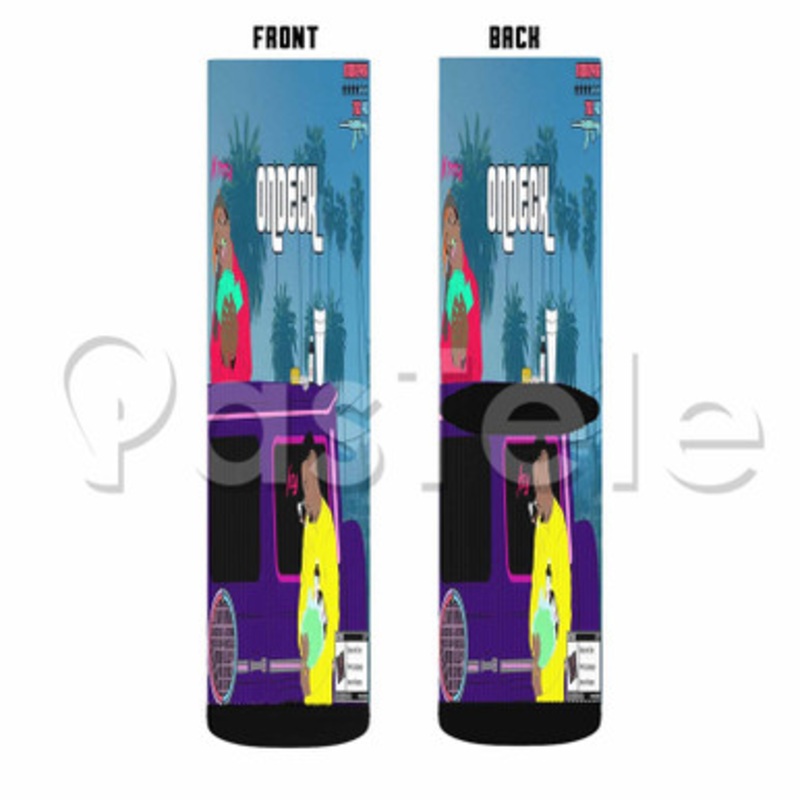 On Deck Key Feat Lil Tracy Custom Sublimation Personalized Printed Socks Polyester Acrylic Nylon Spandex