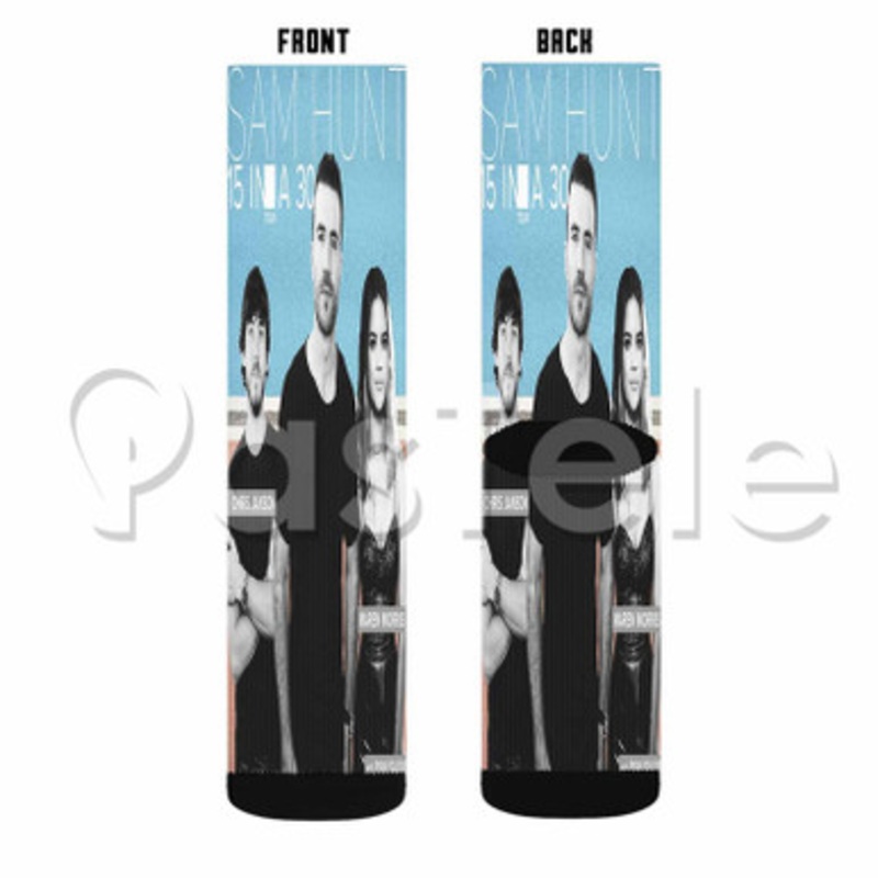 Sam Hunt 15 In A 30 Tour Custom Sublimation Personalized Printed Socks Polyester Acrylic Nylon Spandex