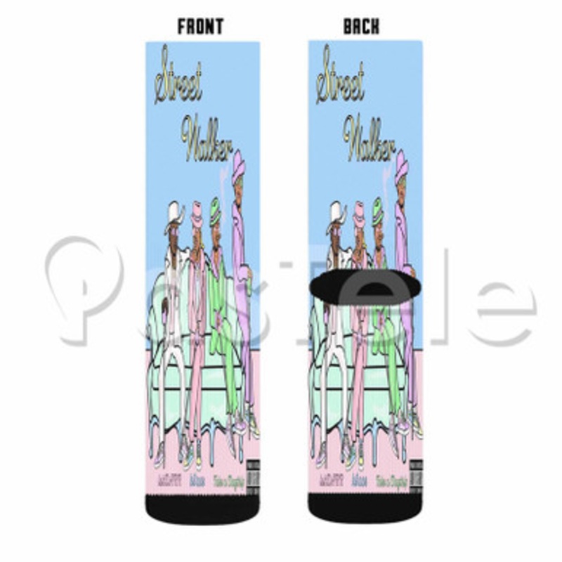 Street Walker Ish DARR K ace Take A Daytrip Custom Sublimation Personalized Printed Socks Polyester Acrylic Nylon Spandex
