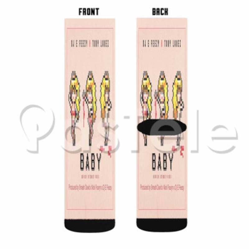 Baby DJ E Feezy Feat Tory Lanez Custom Sublimation Personalized Printed Socks Polyester Acrylic Nylon Spandex