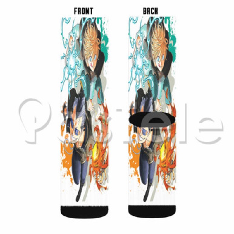 Black Clover Custom Sublimation Printed Socks Polyester Acrylic Nylon Spandex