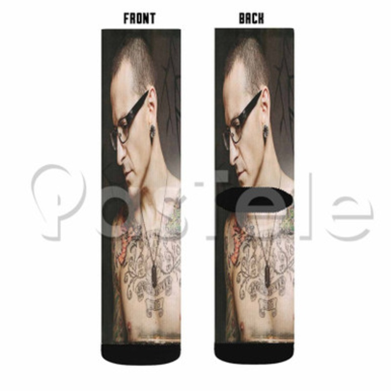 Chester Bennington Tattoo Custom Sublimation Personalized Printed Socks Polyester Acrylic Nylon Spandex