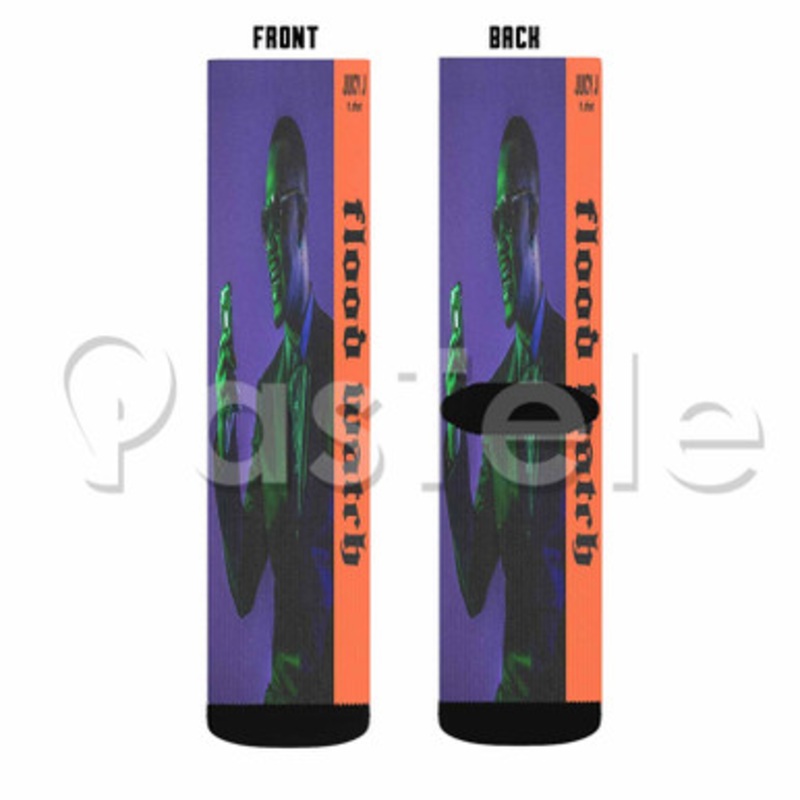 Flood Watch Juicy J Feat Offset Custom Sublimation Personalized Printed Socks Polyester Acrylic Nylon Spandex