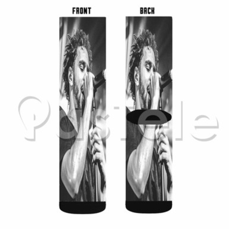 J Cole Custom Sublimation Printed Socks Polyester Acrylic Nylon Spandex