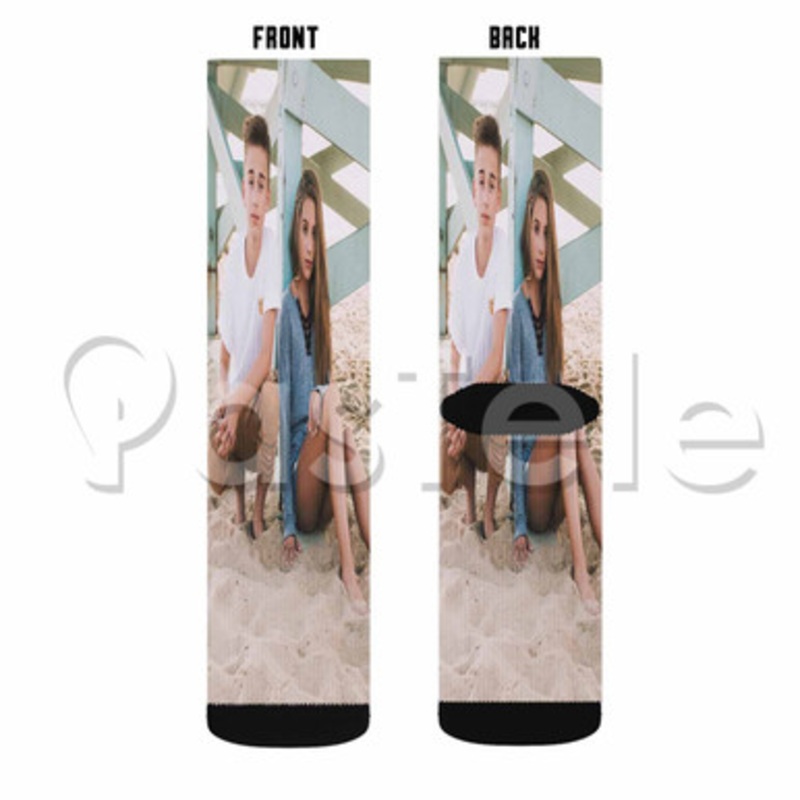 Johnny Orlando and Mackenzie Ziegler Custom Sublimation Printed Socks Polyester Acrylic Nylon Spande