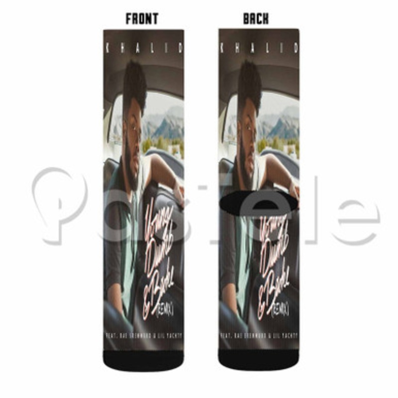 Khalid Young Dumb Broke Custom Sublimation Personalized Printed Socks Polyester Acrylic Nylon Spandex