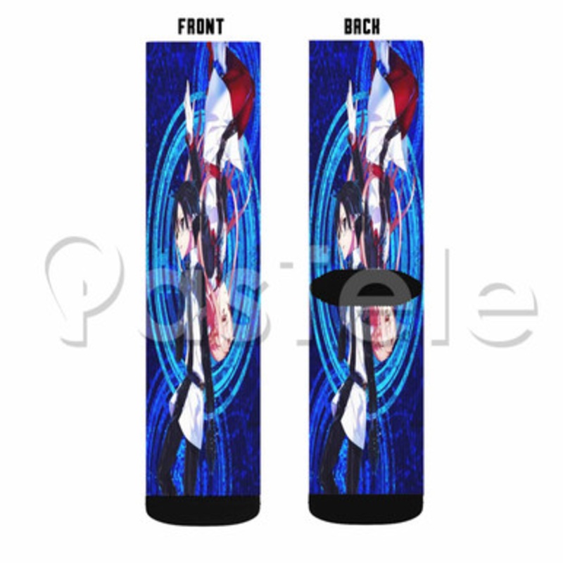 Kirito and Asuna Sword Art Online Movie Ordinal Scale Custom Sublimation Printed Socks Polyester Acr