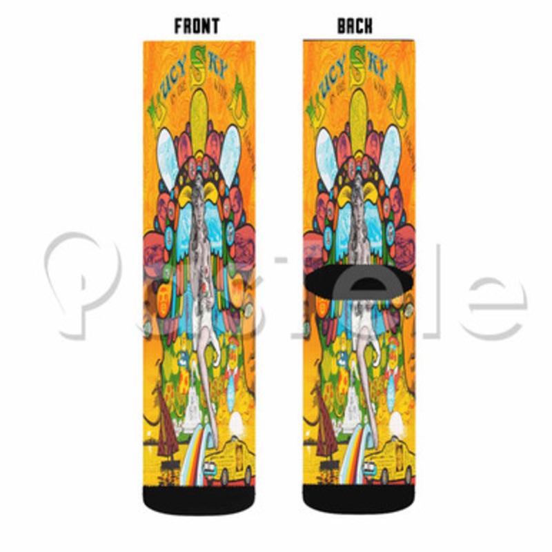 Lucy in the Sky With Diamonds Custom Sublimation Printed Socks Polyester Acrylic Nylon Spandex