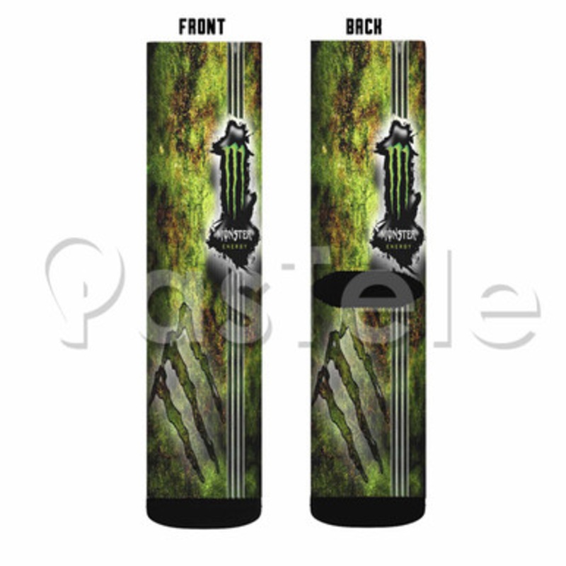 Monster Energy Custom Sublimation Printed Socks Polyester Acrylic Nylon Spandex